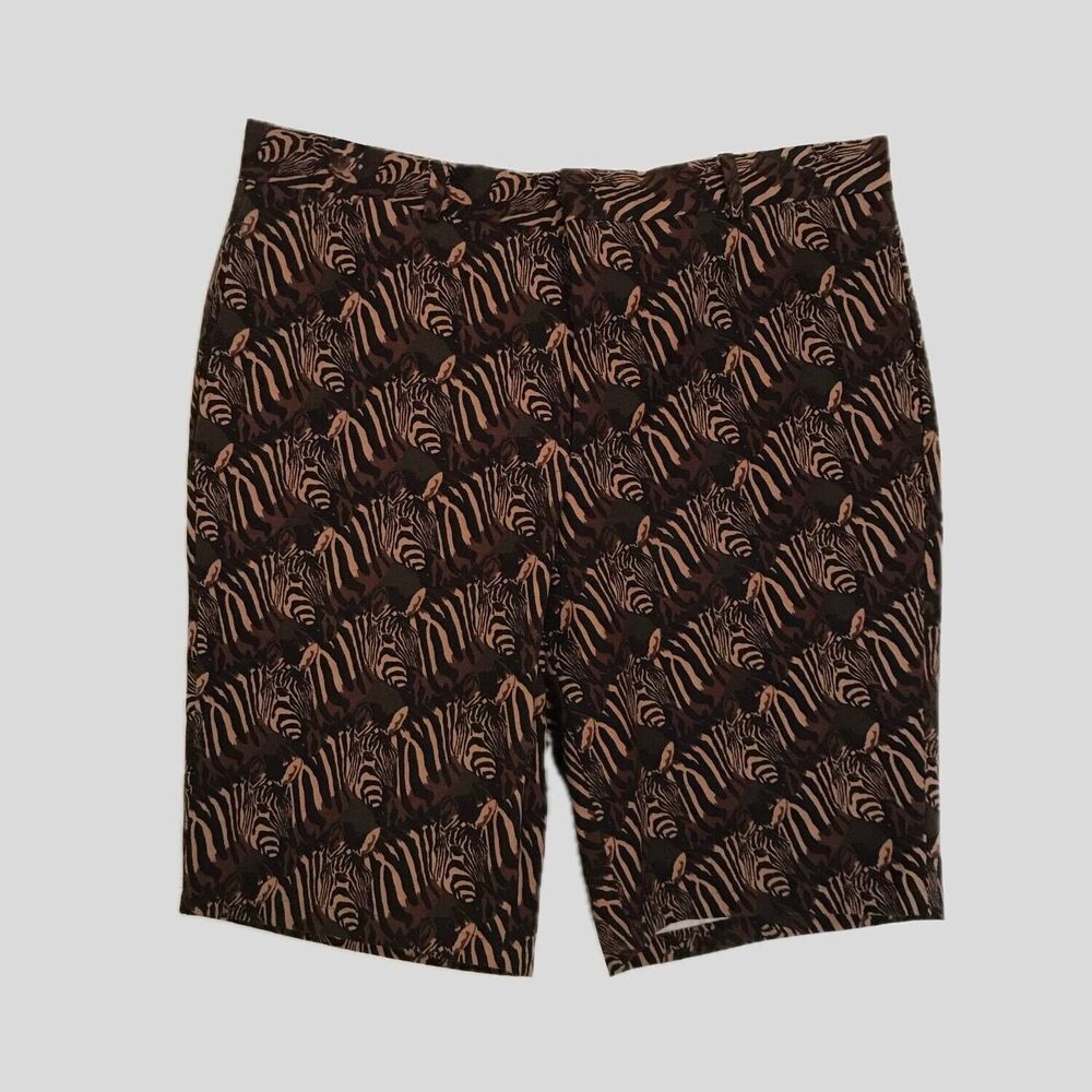 Gitman Bros Opening Ceremony Brown Cotton Canvas Animal Print Shorts Mens 34
